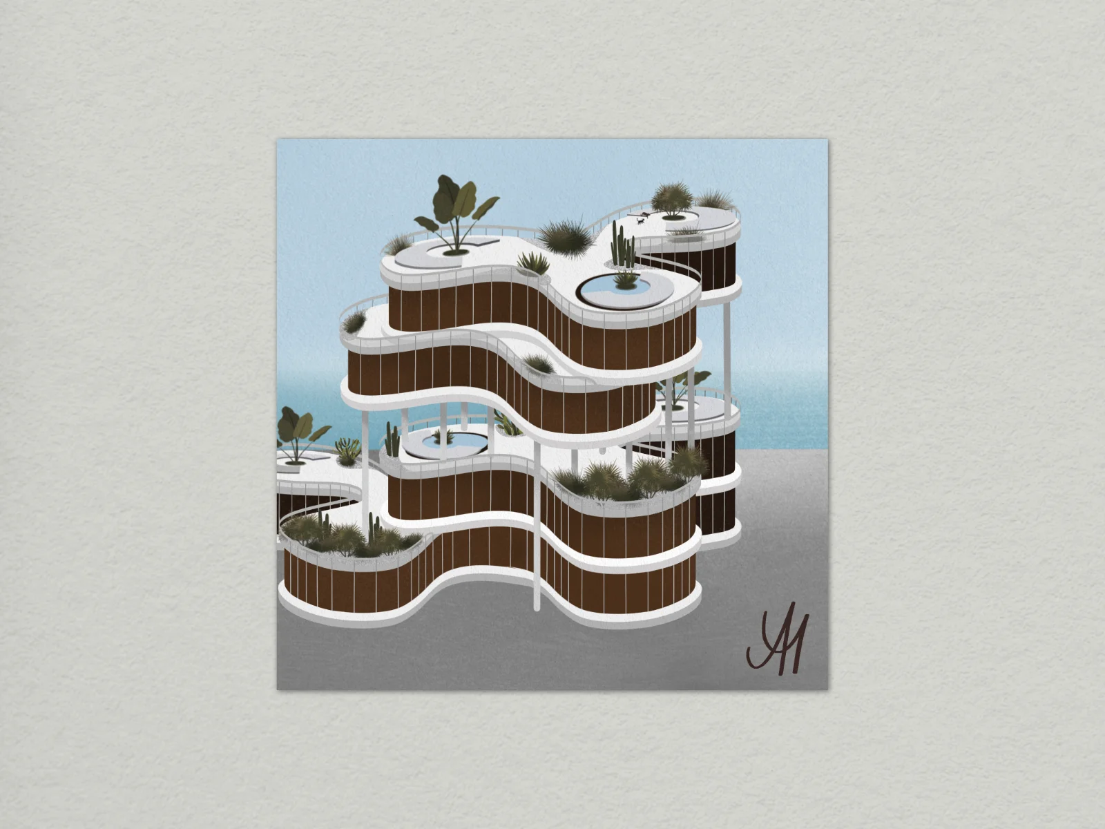 Illustration on card close-up