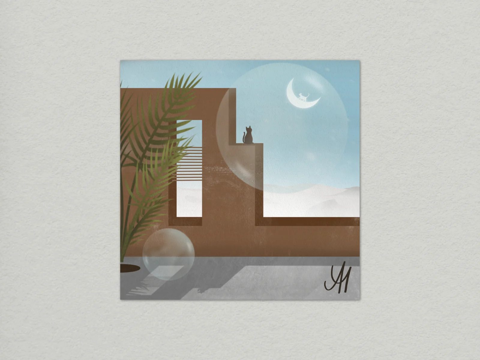 Illustration on card close-up