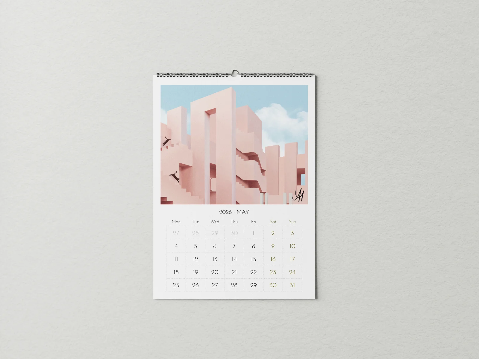Calendar design close-up