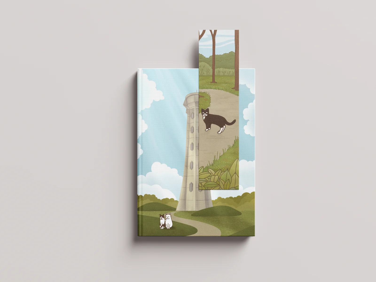 Book and bookmark mockup